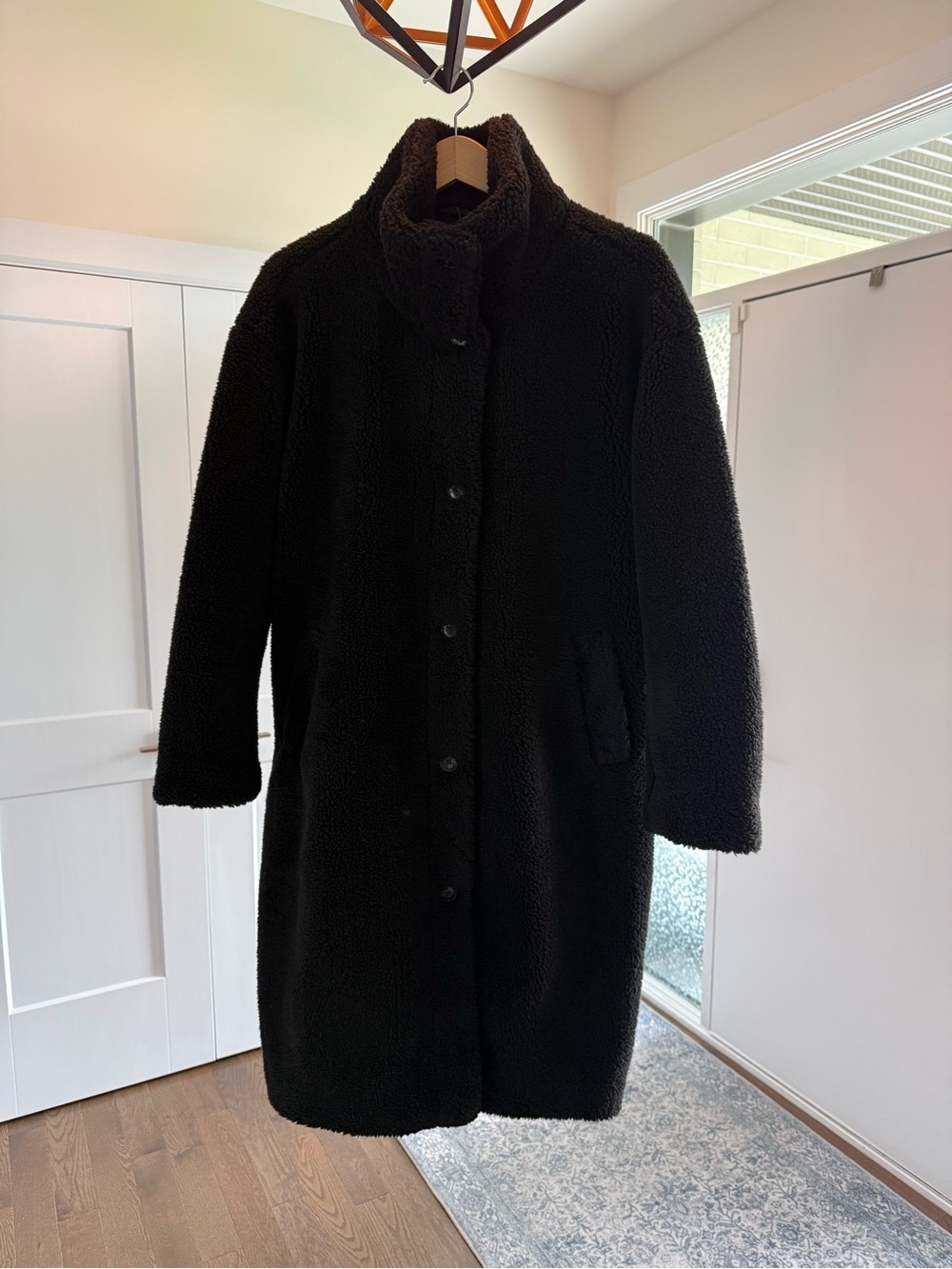 The Gap - Long Black Cozy Teddy Long Coat - Women